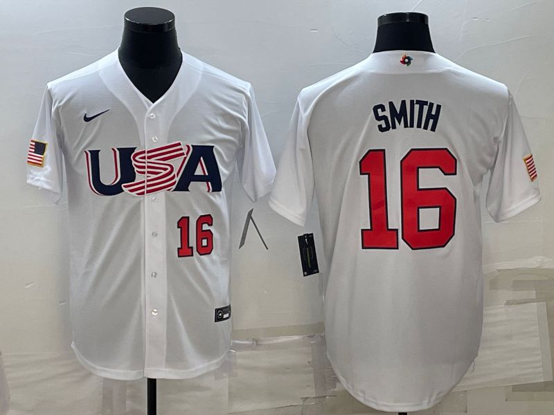 Men 2023 World Cub USA #16 Smith White Nike MLB Jersey4->more jerseys->MLB Jersey